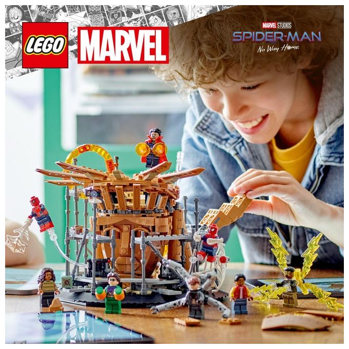 LEGO Marvel 76261 La Battaglia Finale di Spider-Man, Ricrea la Scena di Spider-Man: No Way Home con 3 Minifigure di Peter Parker