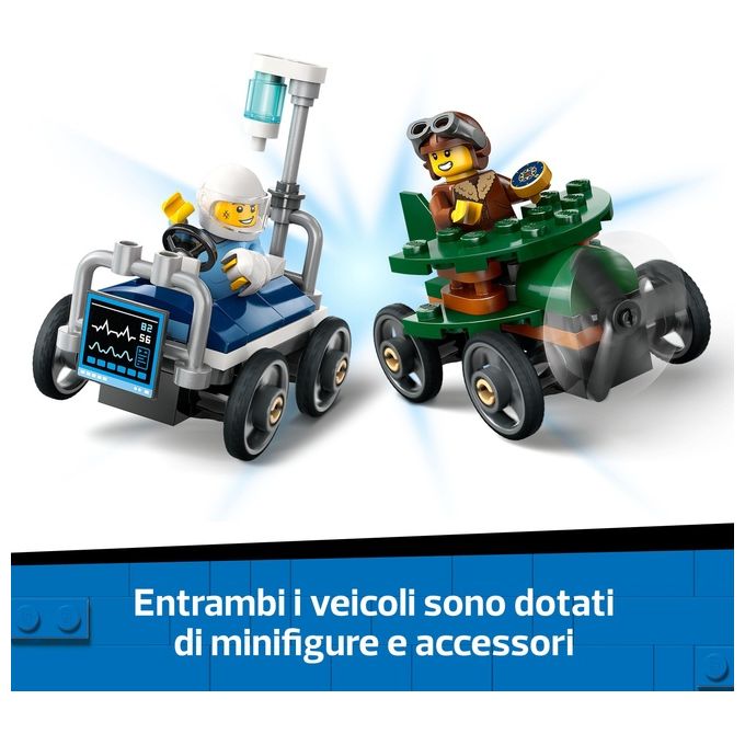 Lego Gioco Veicoli da Corsa Aereo Letto d'Ospedale Modello 60459 City