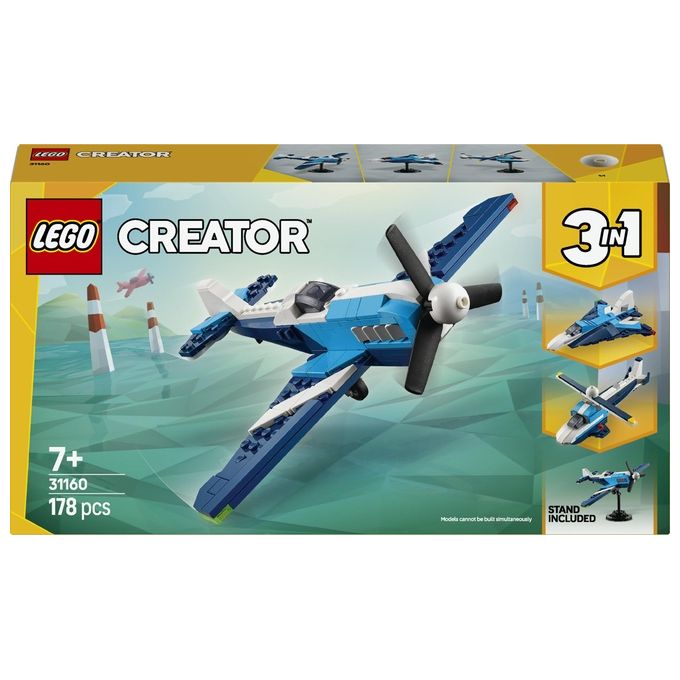 LEGO Aereo 31160 Creator Velivolo da Competizione 3 in 1 Esperienza Costruzione Versatile e Divertente