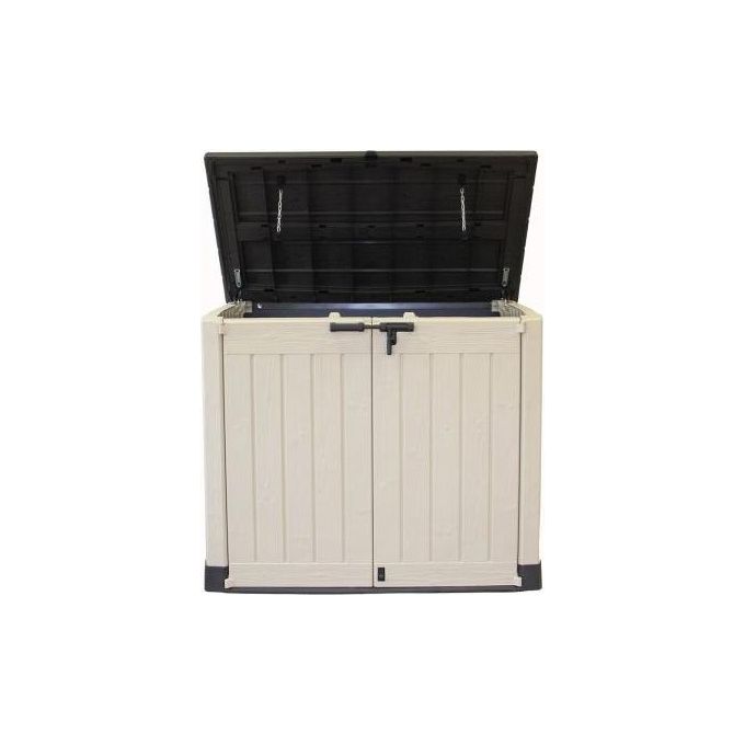 Keter 17199416 Store-It-Out MAX Portattrezzi da Esterno in Resina 1200 L con Pavimento incluso Chiudibile a Chiave colore Beige