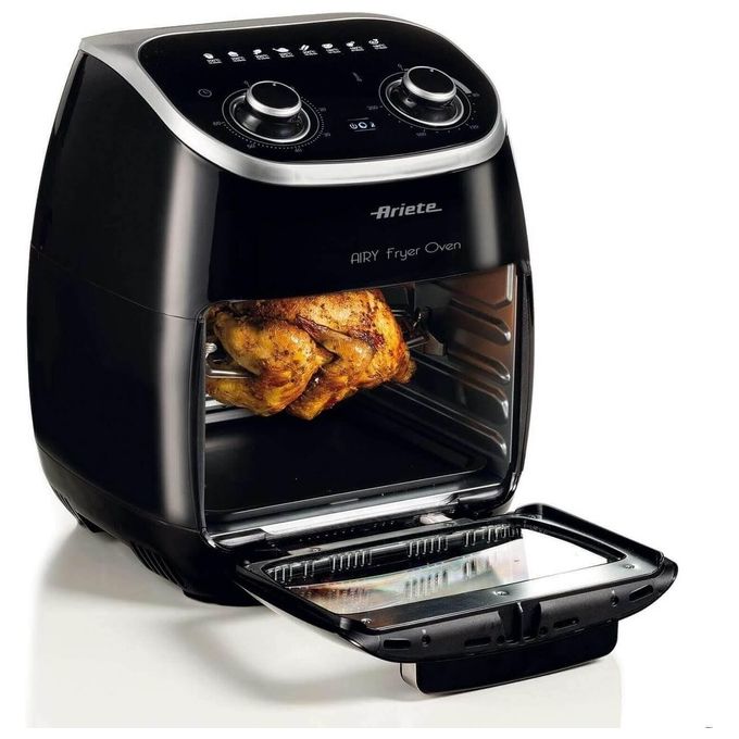 Ariete 4619 Air Fryer Oven - Friggitrice ad Aria e forno elettrico con cestello rotante 11 Lt. Funzione girarrosto ed essicatore 2000W 8 Programmi Nero