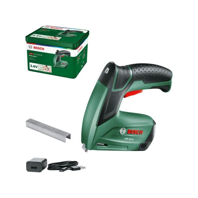 Bosch 0 603 968 200 PTK 3,6 LI Graffatrice a Batteria Alimentazione Batteria 30 colpi minuto Lunghezza graffette 4 - 10 mm colore Verde