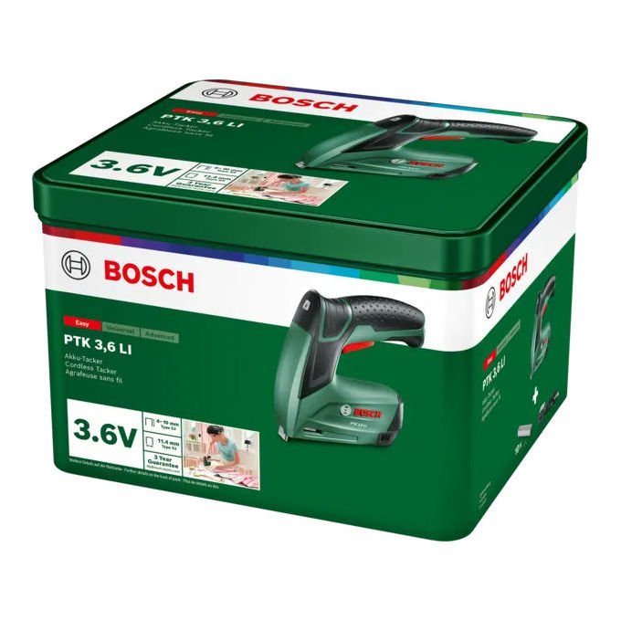 Bosch 0 603 968 200 PTK 3,6 LI Graffatrice a Batteria Alimentazione Batteria 30 colpi minuto Lunghezza graffette 4 - 10 mm colore Verde