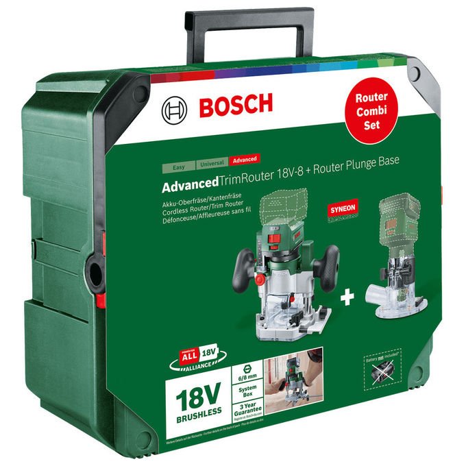 Bosch 06039D5002 AdvancedTrimRouter 18V-8 Router da 10000 a 30000 giri-min Alimentazione a Batteria 18 V Tecnologia Ioni di Litio Colore Verde Nero
