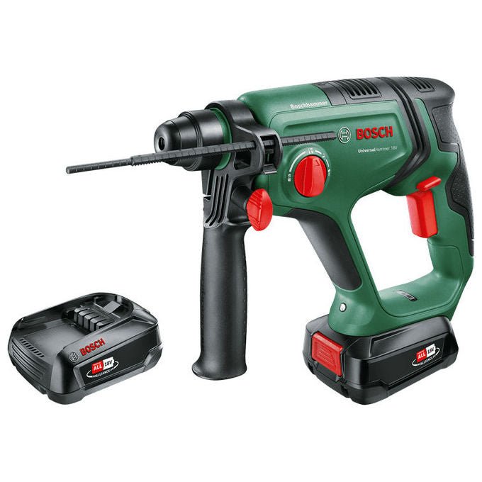 Bosch 0 603 9D6 003 Universal Hammer Martello Perforatore SDS-plus 18 V 2 J 2 batterie 2,5 Ah colore Nero Verde