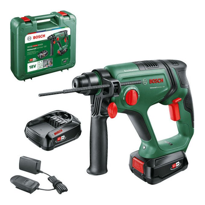 Bosch 0 603 9D6 003 Universal Hammer Martello Perforatore SDS-plus 18 V 2 J 2 batterie 2,5 Ah colore Nero Verde