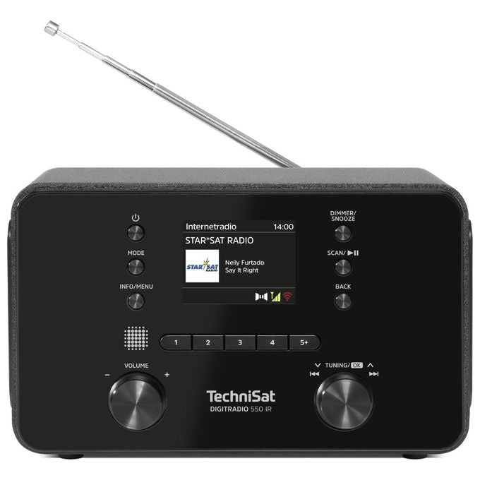 TechniSat DIGITRADIO550IR Radio Digitale DAB+ FM Streaming Bluetooth Wi-Fi Display TFT 2.4'' Potenza 10 W colore Nero