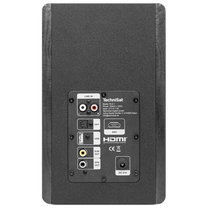 TechniSat 0000-9630 RLS 1 Altoparlante 2-vie 2.0 canali 50 W Con cavo e senza cavo Bluetooth 5.3 colore Nero