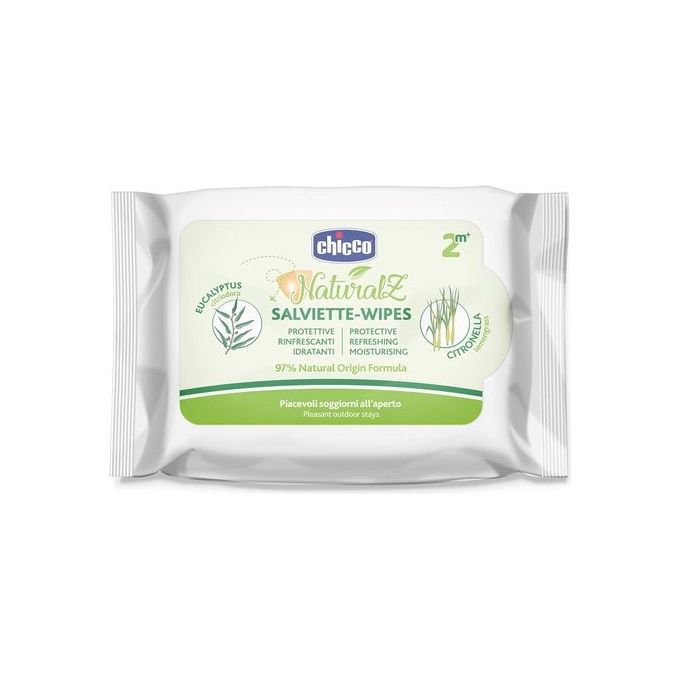Chicco Antizanzare Naturalz Salviettine Monouso Tripla Azione 20 Pezzi