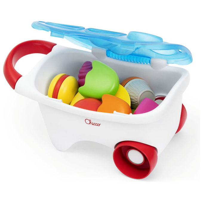 Chicco 00012149000000 Gioco Carretto dei Gelati 2in1 con Attivita' di Impilamento e Incastro e Playset da 19 Pezzi colore Multicolore