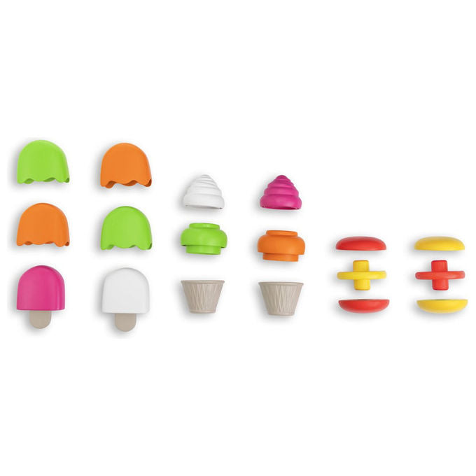 Chicco 00012149000000 Gioco Carretto dei Gelati 2in1 con Attivita' di Impilamento e Incastro e Playset da 19 Pezzi colore Multicolore