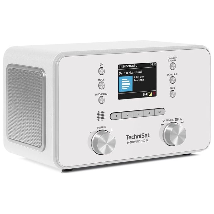TechniSat 0001-3995 Digitradio 550 IR Radio Internet Personale con DAB+ FM Bluetooth Wi-Fi Display TFT 2,4'' Potenza 100 W colore Bianco