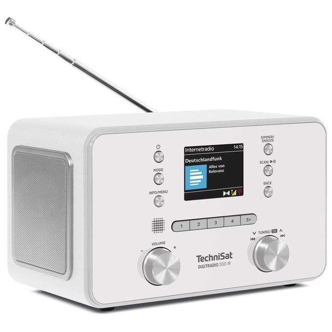 TechniSat 0001-3995 Digitradio 550 IR Radio Internet Personale con DAB+ FM Bluetooth Wi-Fi Display TFT 2,4'' Potenza 100 W colore Bianco
