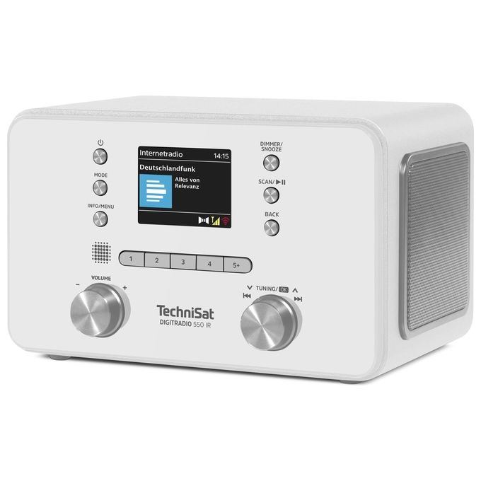 TechniSat 0001-3995 Digitradio 550 IR Radio Internet Personale con DAB+ FM Bluetooth Wi-Fi Display TFT 2,4'' Potenza 100 W colore Bianco