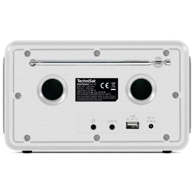 TechniSat 0001-3995 Digitradio 550 IR Radio Internet Personale con DAB+ FM Bluetooth Wi-Fi Display TFT 2,4'' Potenza 100 W colore Bianco