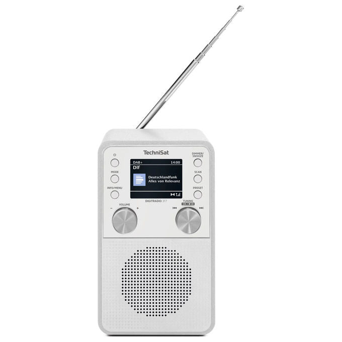 TechniSat 0001-3999 DigitRadio 317 Radio Portatile DAB+ FM Bluetooth 5.3 Display TFT 2.4 Pollici 3 W colore Bianco