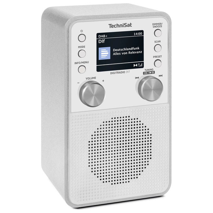 TechniSat 0001-3999 DigitRadio 317 Radio Portatile DAB+ FM Bluetooth 5.3 Display TFT 2.4 Pollici 3 W colore Bianco