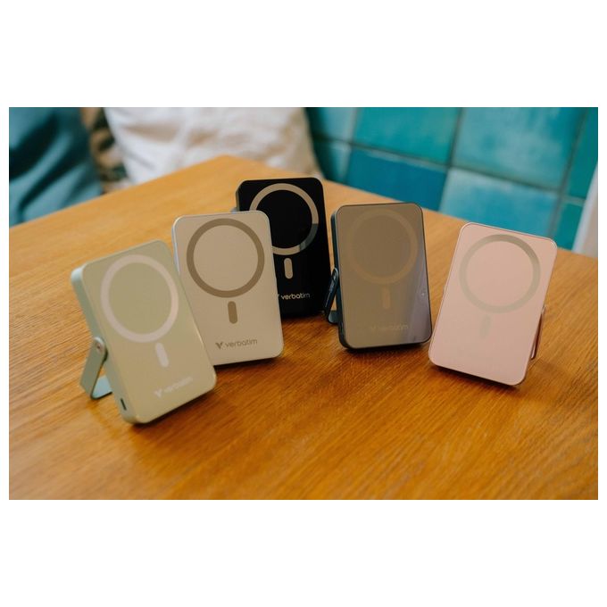 Verbatim MP52115410 Charge 'n' Go Power Bank 10000 mAh Ricarica Wireless Magnetica e USB-C 35 W colore Verde