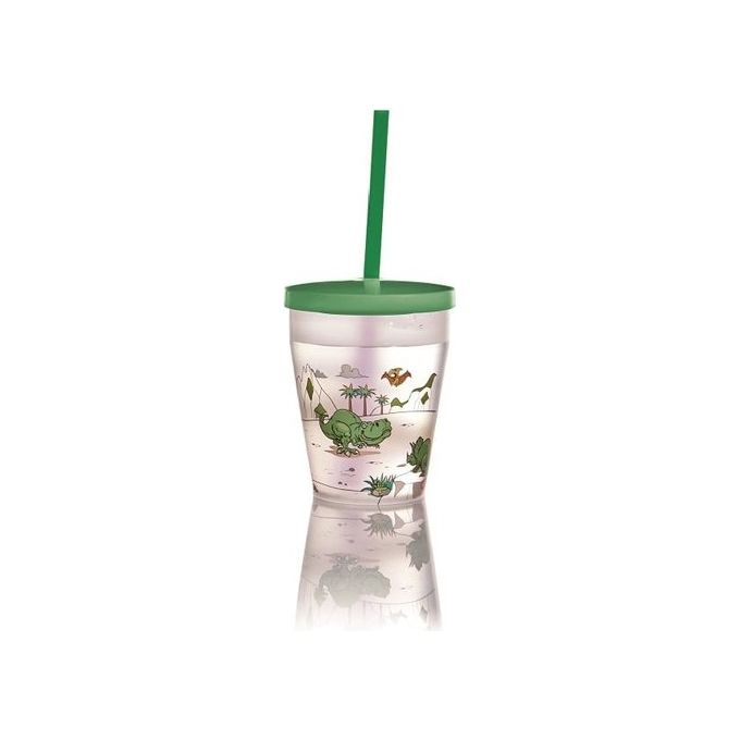 Snips Bicchiere con Cannuccia con Decoro Dinosauro 385ml