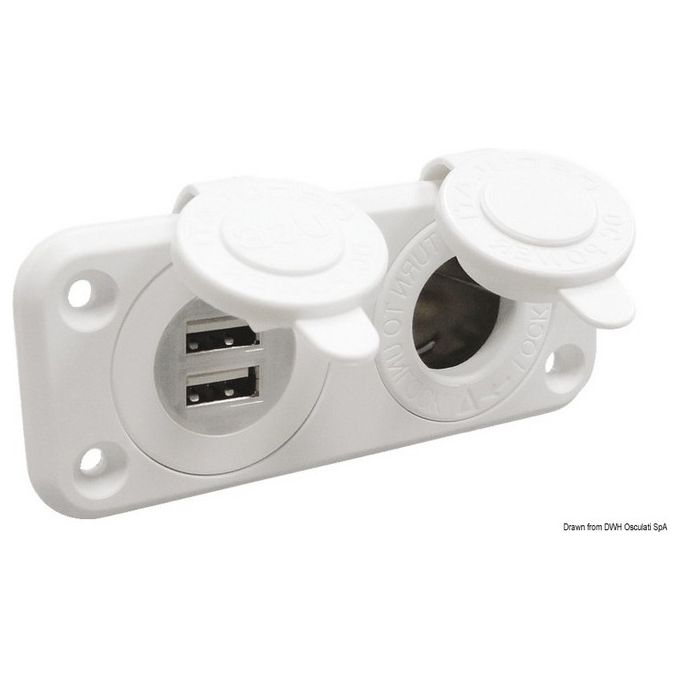 Presa accendisigari + doppia USB bianca 14.516.12