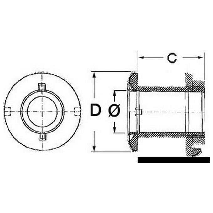 Scarico a mare inox 1'' 1-2 x 112 mm 17.422.85