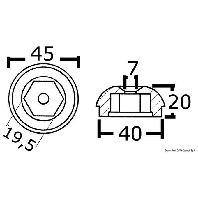 Anodo ricambio alluminio rif.orig. 71190A 43.070.23