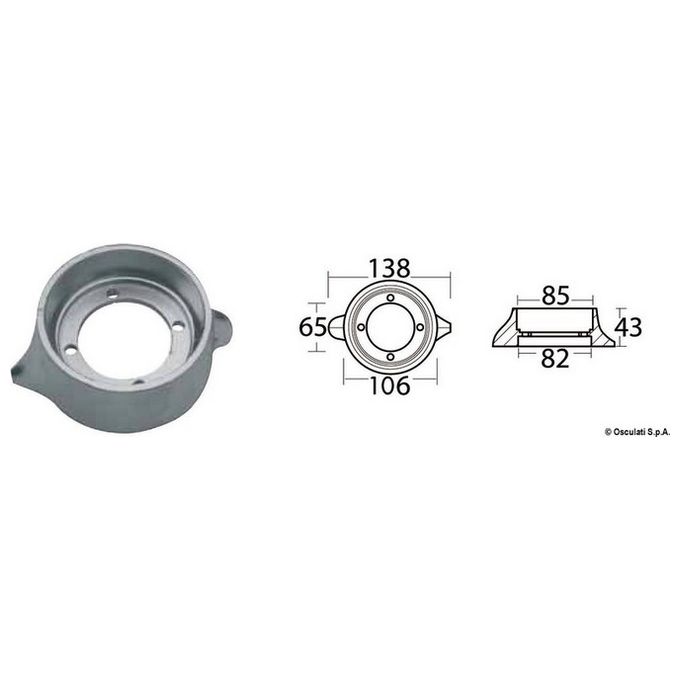 Anodo magnesio Volvo SeaDrive diametro mm 105 43.530.11