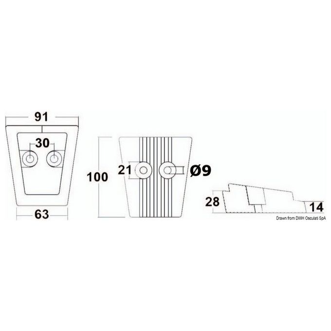 Anodo alluminio piede Volvo SX-DPS 43.554.22