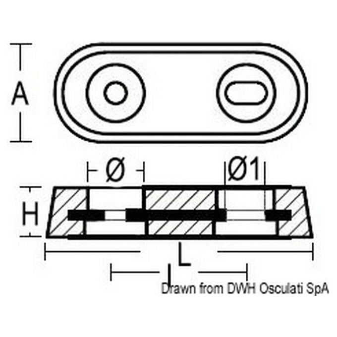 Anodo ovale alluminio VETUS 390 g 43.902.20
