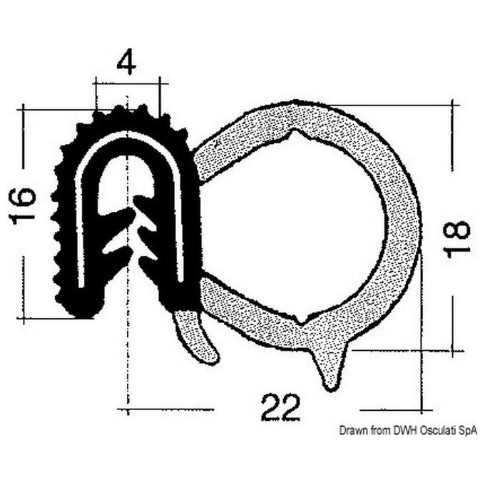 Profilo PVC per bordare nero 25 m 44.493.01