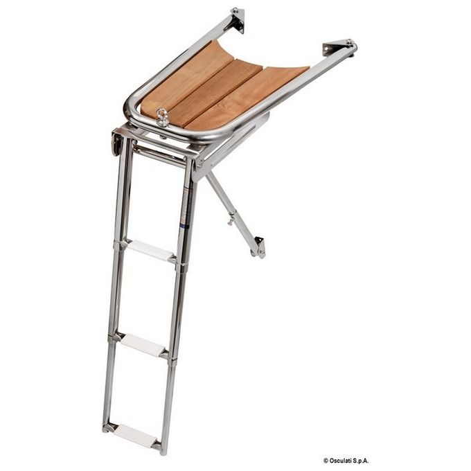 Delfiniera inox-teak con scaletta 3 gradini 48.471.03