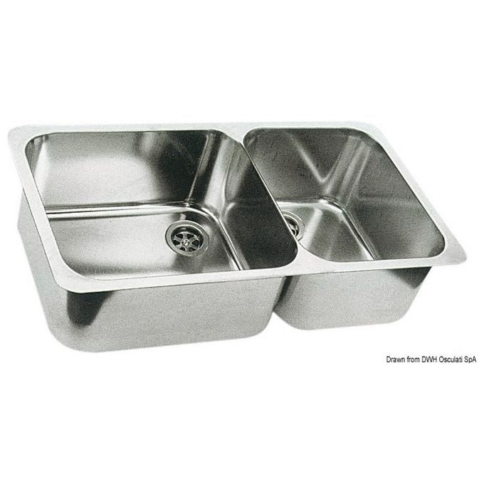 Lavello doppio 600 x 320 mm inox 50.186.80