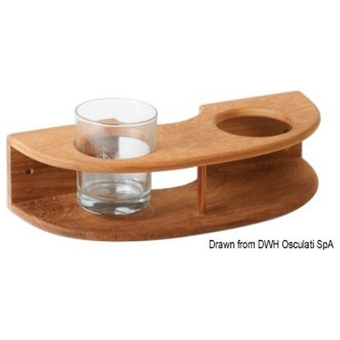 ARC Portabicchiere teak a parete 2 posti