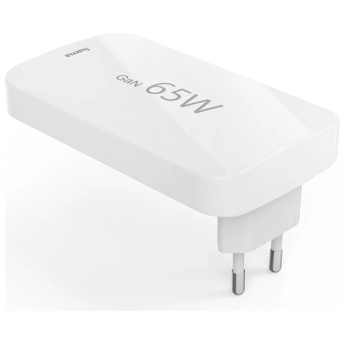 Hama 00201976 Caricabatterie 65 W 2x USB C 1x USB A Ricarica Rapida Power Delivery Quick Charge GaN Bianco
