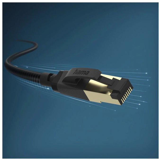 Hama 00202001 Cavo di rete Cat8 S-FTP 1,5 m 40000 Mbit-s Oro Nero