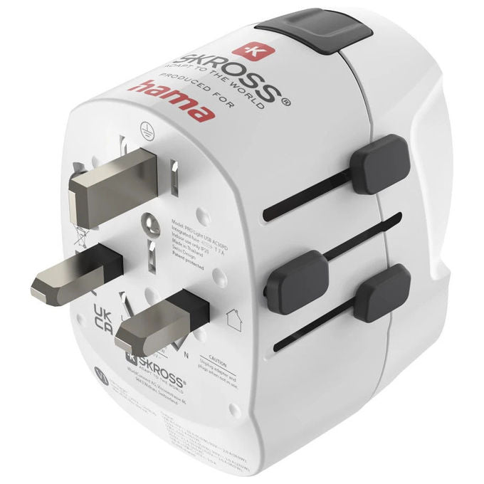Hama 00223477 Adattatore Universale ProLight 3-polig 30 W con USB Tipo C e Tipo F colore Bianco