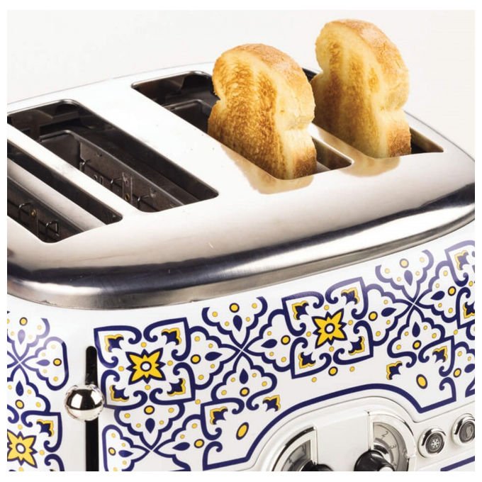 Ariete 00C01560CAR0 Capri Tostapane 4 Fette 6 Livelli di Doratura Espulsione Automatica Funzione Defrost Vassoio Raccogli Briciole Colore Bianco Azzurro