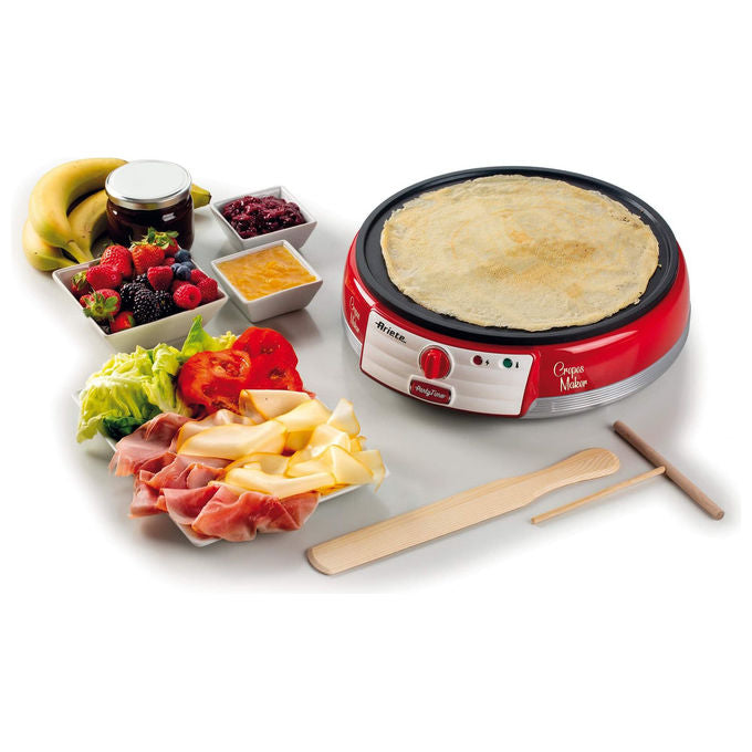 Ariete 00C020200AR0 Party Time Crepes Maker Piastra Elettrica Antiaderente 1000W con Accessori inclusi colore Rosso