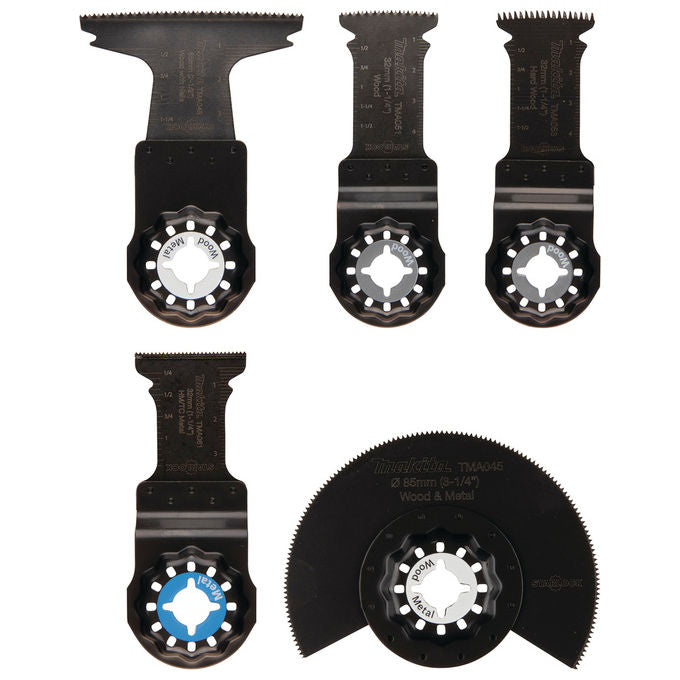 Makita E-24935 Set di Lame per Utensile Multifunzione 5 Pezzi Acciaio Temprato Compatibile Starlock colore Nero