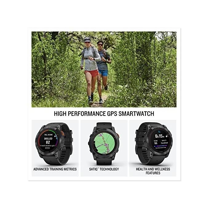 Garmin Fenix 7X Pro Solar Edition 51mm 1.4'' GPS Sport Salute Notifiche Slate Gray con cinturino Black