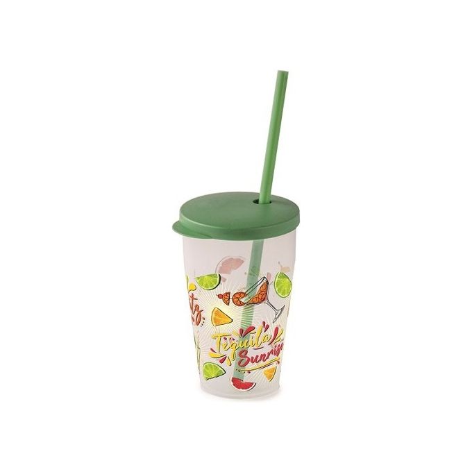 Snips Bicchiere con Cannuccia Cocktail Verde