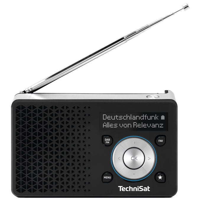 TechniSat 0100-4997 DIGITRADIO 1A Radio portatile DAB+ con tecnologia ASA per allarme sicurezza automatico FM jack cuffie memoria 20 stazioni display OLED batteria fino a 10 ore colore Nero