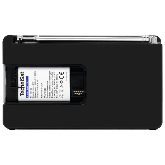 TechniSat 0100-4997 DIGITRADIO 1A Radio portatile DAB+ con tecnologia ASA per allarme sicurezza automatico FM jack cuffie memoria 20 stazioni display OLED batteria fino a 10 ore colore Nero