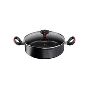 LAGOSTINA Tegame Linea Rossa con Coperchio in Vetro Nero da 26 cm Ideale per Cucina Versatile e Resistente