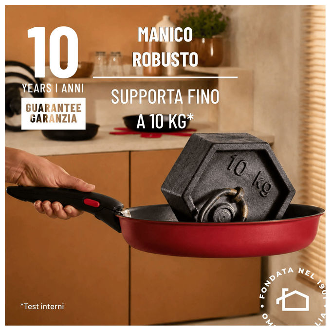 Lagostina 0102976000007 Ingenio Rubino Set padelle Antiaderente Manico rimovibile Induzione Gas 7 pezzi colore Nero Rosso