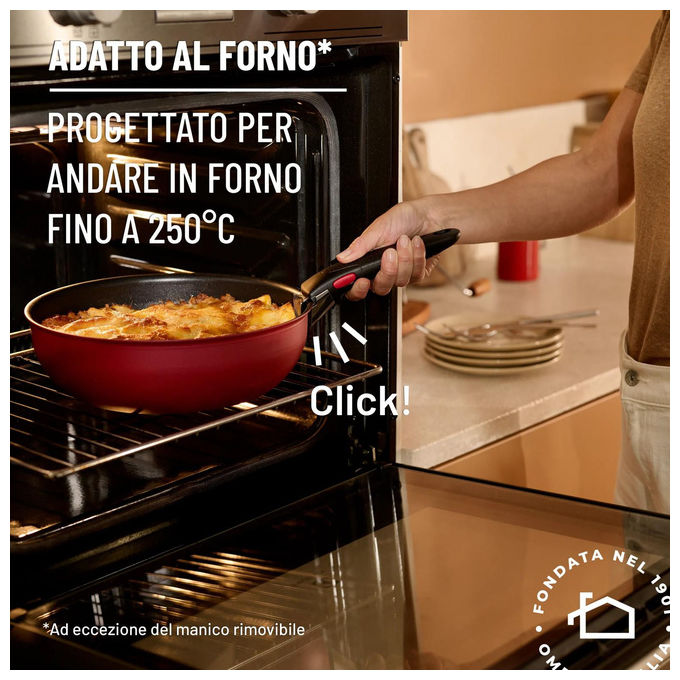 Lagostina 0102976000007 Ingenio Rubino Set padelle Antiaderente Manico rimovibile Induzione Gas 7 pezzi colore Nero Rosso