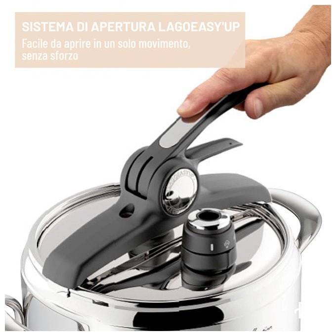 Lagostina 012022010505 Diva Pentola a Pressione Acciaio Inox 5 L Induzione Gas Cottura Veloce fino al 50% colore Acciaio inox
