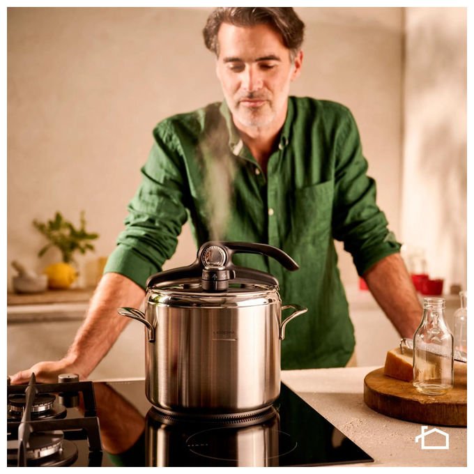 Lagostina 012022010522 Autocuocitore Inox 3.5 L con Tecnologia Lagoeasy'up per Apertura e Chiusura Facile compatibile con Tutti i Fuochi incluso Induzione colore Grigio