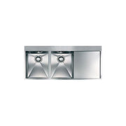 CM 012963SCSSP Serie Filoquadra Mix 3'' Lavello Acciaio inox satinato da Incasso Slim Gocciolatoio a Destra 2 Vasche 116X50cm