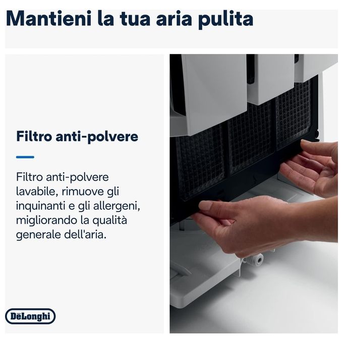 De’Longhi, Deumidificatore Tasciugo, 30L, Con Pompa, Grigio
